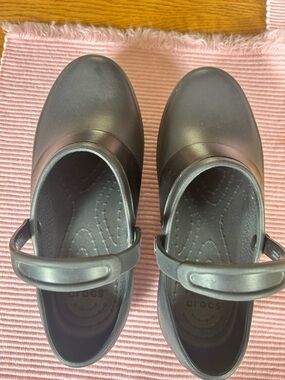 CROCS Black Mary Jane Work Clogs with Movable Strap - Size 8